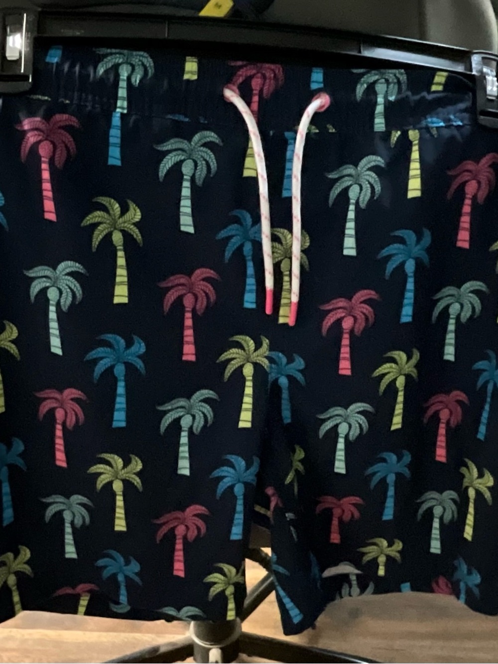 Men's Navy Palm Print Swim Shorts - Multicolor